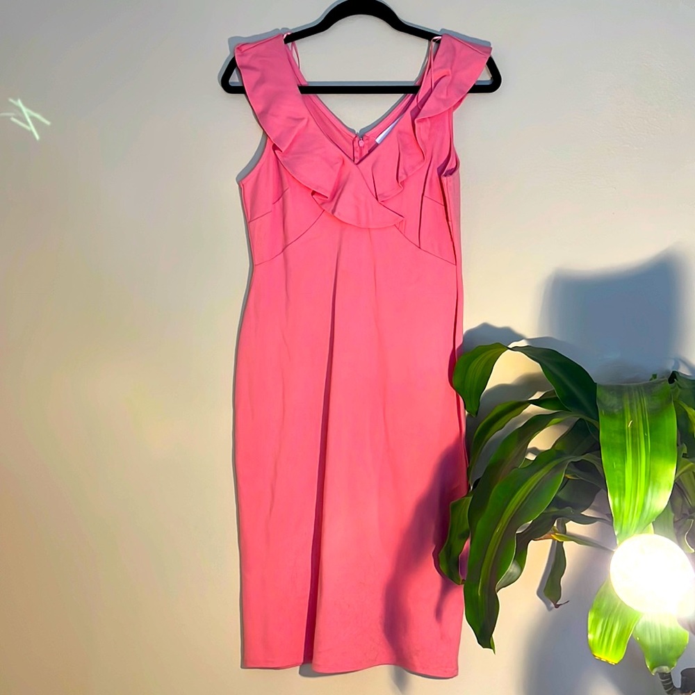 Super fox coral colored medium summer dress knee length